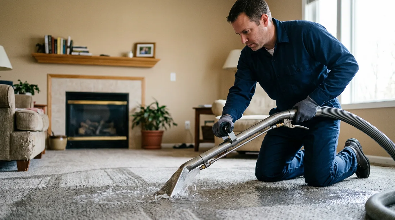 Water damage restoration technician working near Beaverton, AL